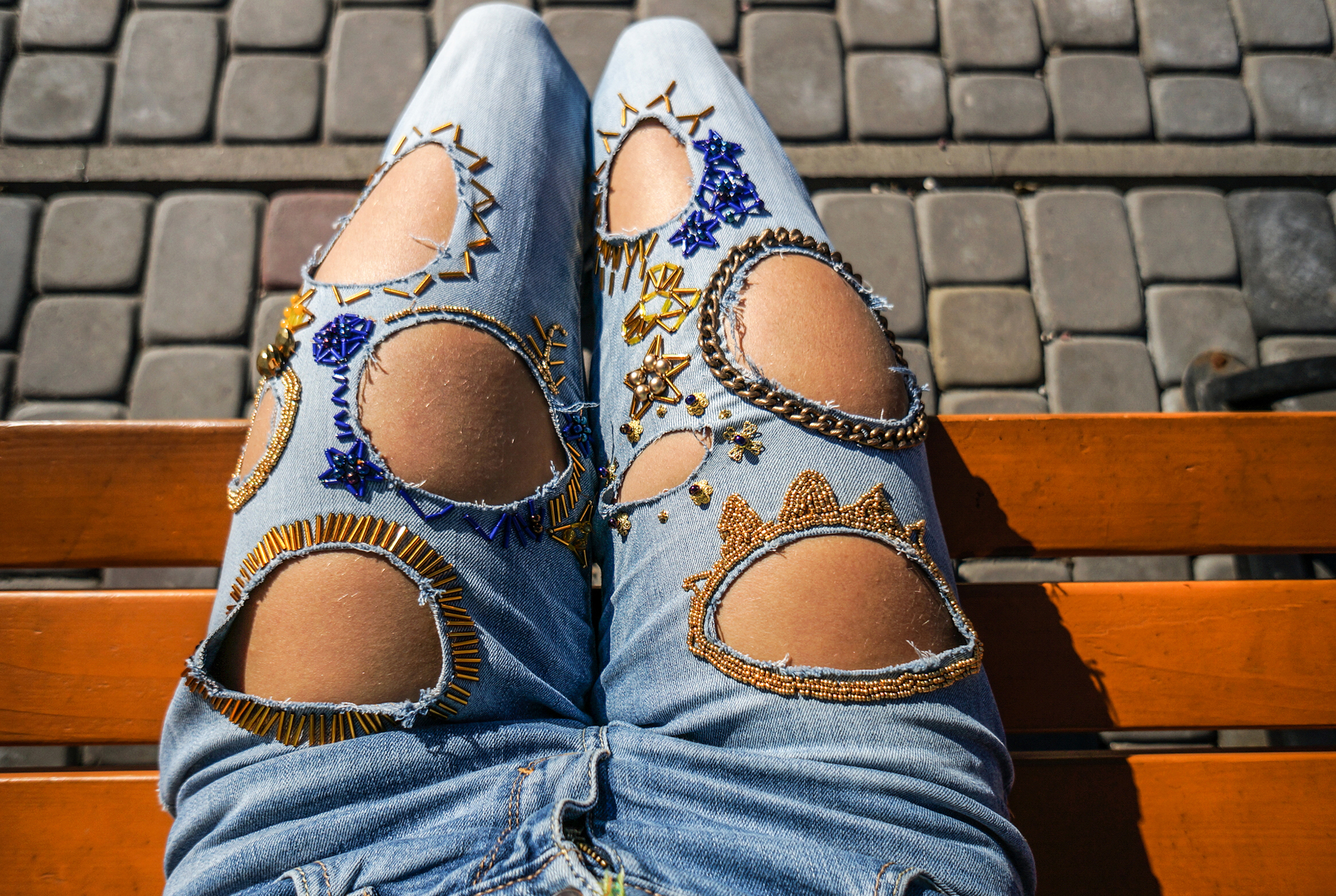 Jeans avec perles