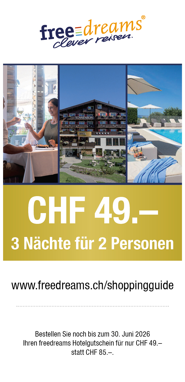 Gutschein: 3 Nächte für 2 Personen für nur CHF 49.- statt CHF 85.- bei freedreams.ch