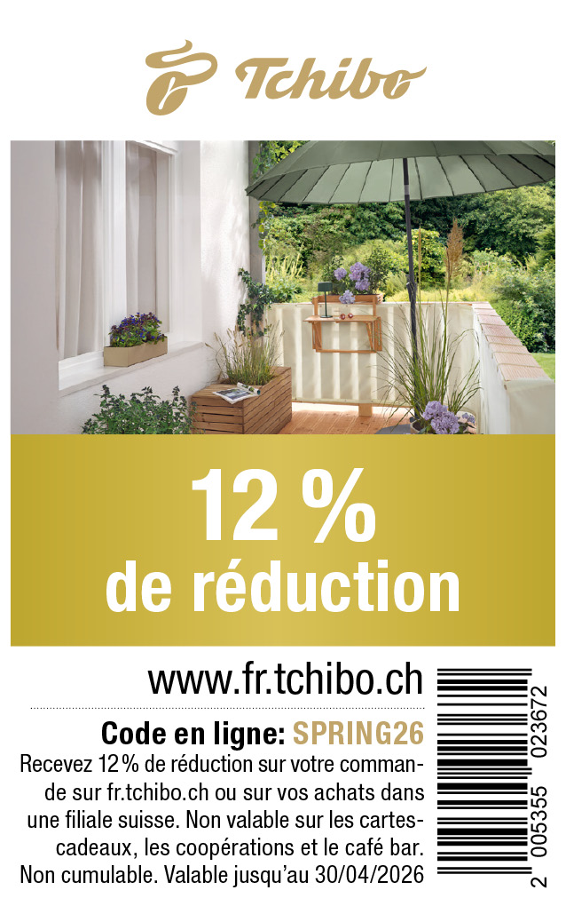 Bon: 12% de réduction sur votre commande sur tchibo.ch