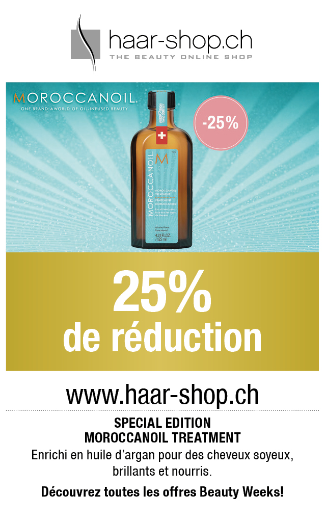 Bon: 25% de réduction special edition moroccanoil treatment chez haar-shop.ch