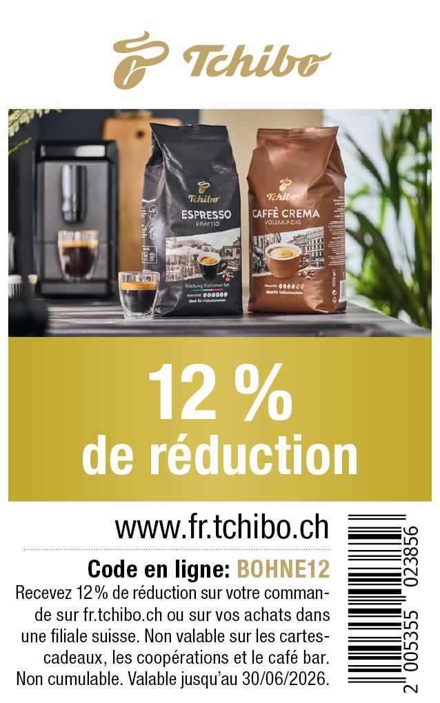 Bon: 12% de réduction sur votre commande sur tchibo.ch