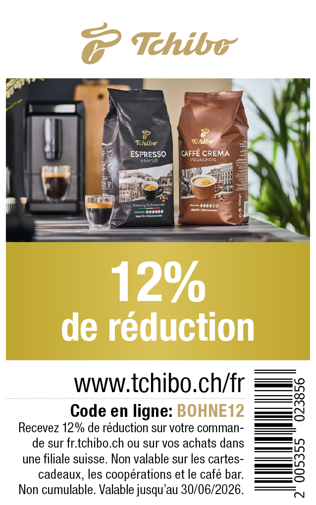 Bon: 12% de réduction sur votre commande sur tchibo.ch