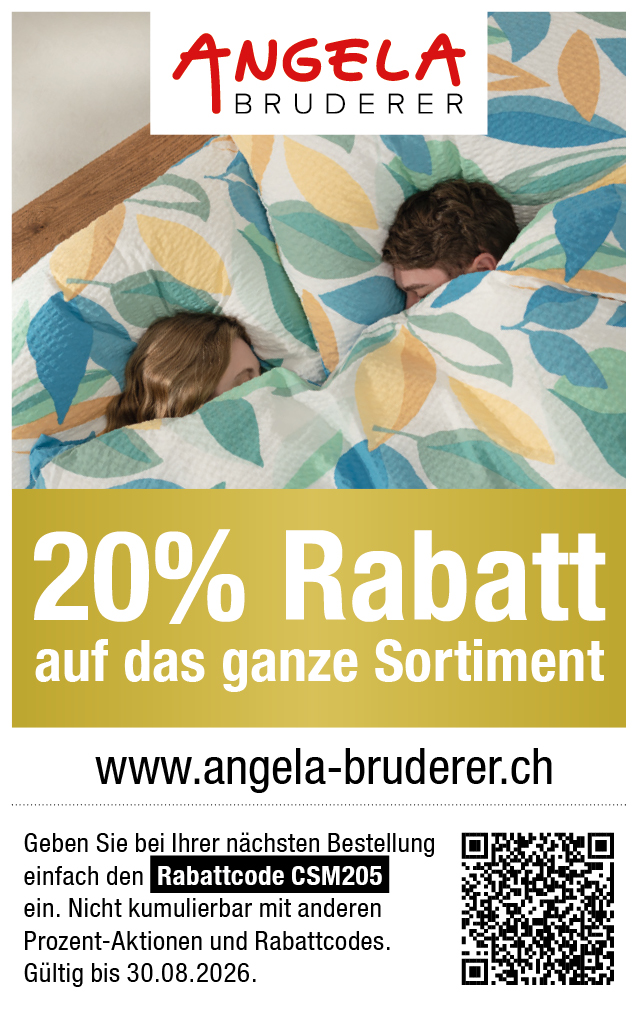 Gutschein: 20% Rabatt auf das ganze Sortiment bei angela-bruderer.ch