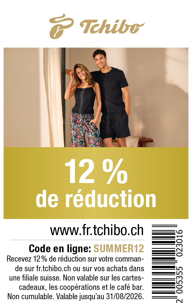 Bon: 12% de réduction sur votre commande sur tchibo.ch