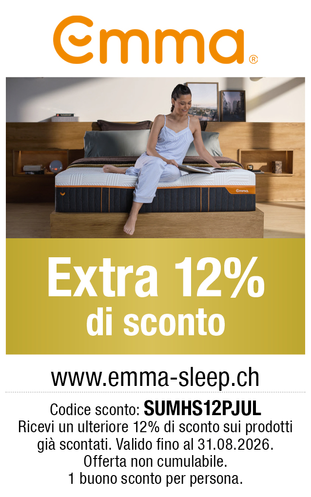 Buono: 10% di sconto extra su tutti i prodotti Emma, ad eccezione di Emma Motion e dei letti da emma-sleep.ch