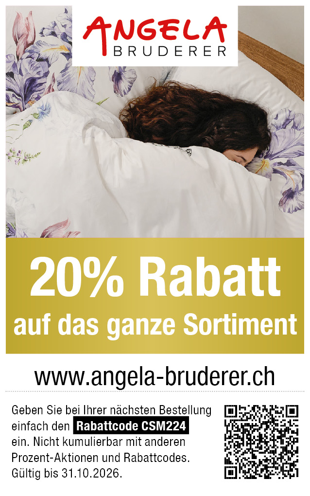 Gutschein: 20% Rabatt auf das ganze Sortiment bei angela-bruderer.ch