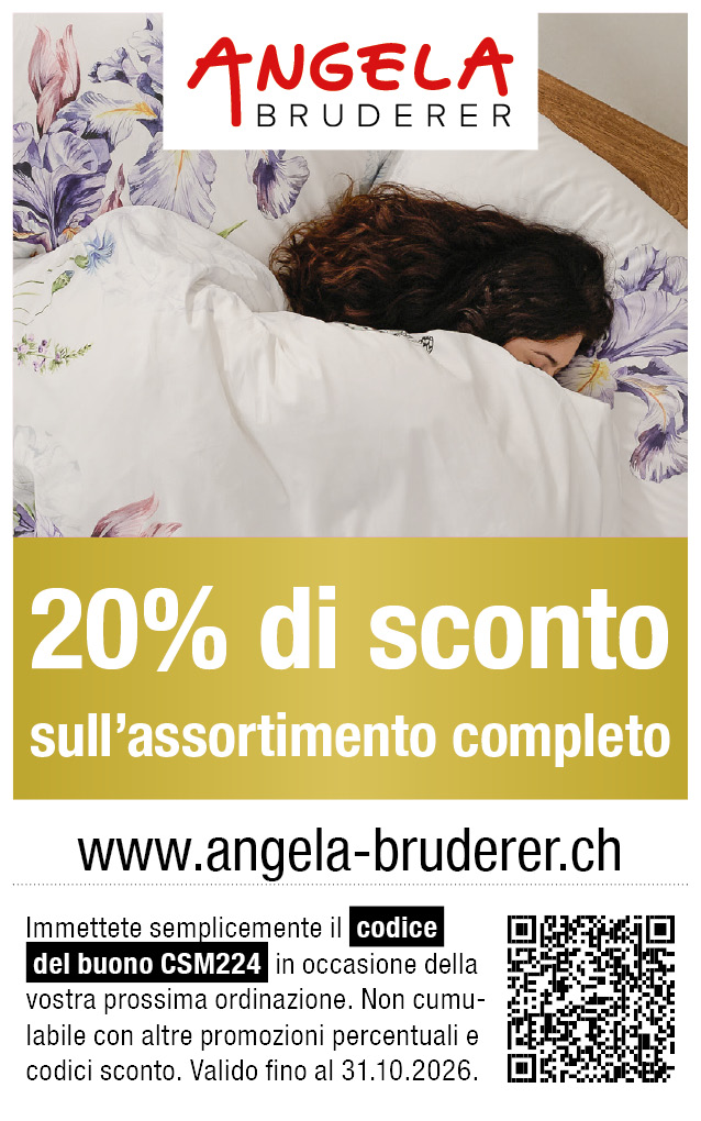 Buono: 20% di sconto sull’assortimento completo. da Angela Bruderer