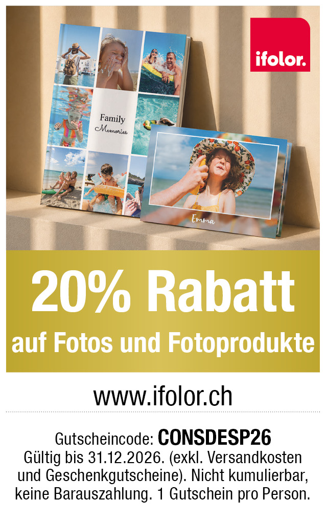 Gutschein: Profitieren Sie von 20% Rabatt auf Fotos und Fotoprodukte bei ifolor.ch