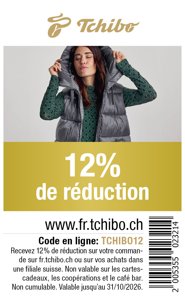 Bon: 12% de réduction sur votre commande sur tchibo.ch