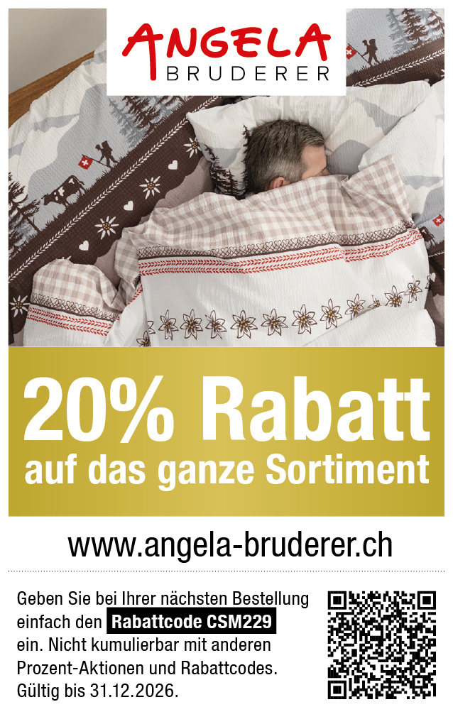 Gutschein: 20% Rabatt auf das ganze Sortiment bei angela-bruderer.ch