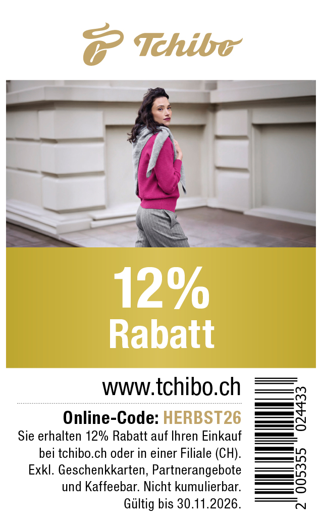 Gutschein: Sie erhalten 12% Rabatt auf Ihren Einkauf bei tchibo.ch