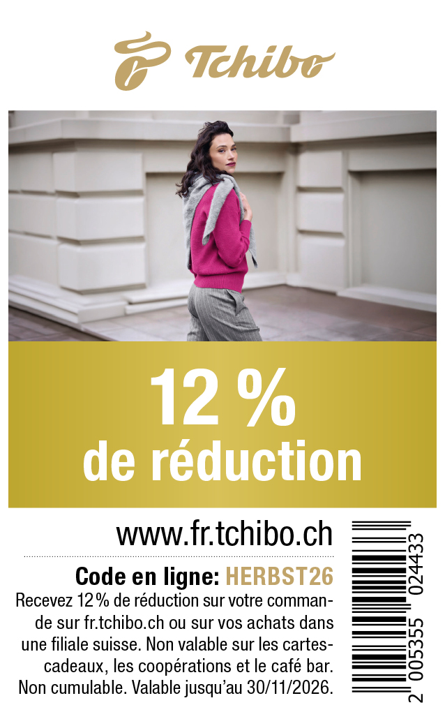 Bon: 12% de réduction sur votre commande sur tchibo.ch
