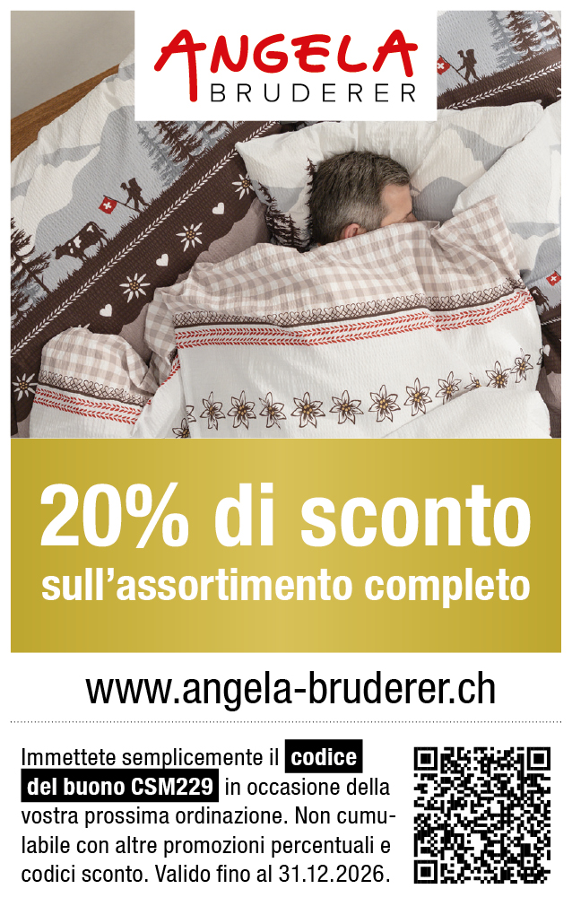 Buono: 20% di sconto sull’assortimento completo. da Angela Bruderer